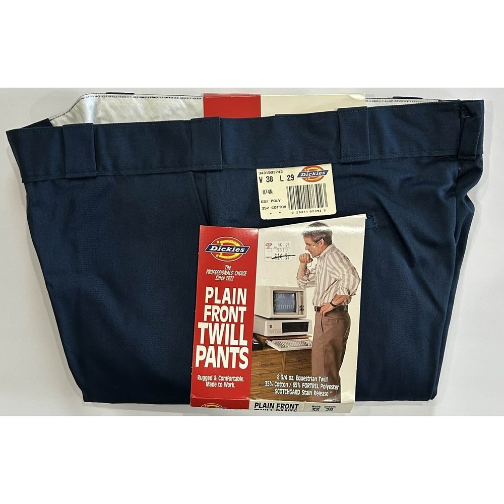 Vintage Dickie Pants Men's Navy Blue 38x29 874N New Dead Stock 90s Made In USA